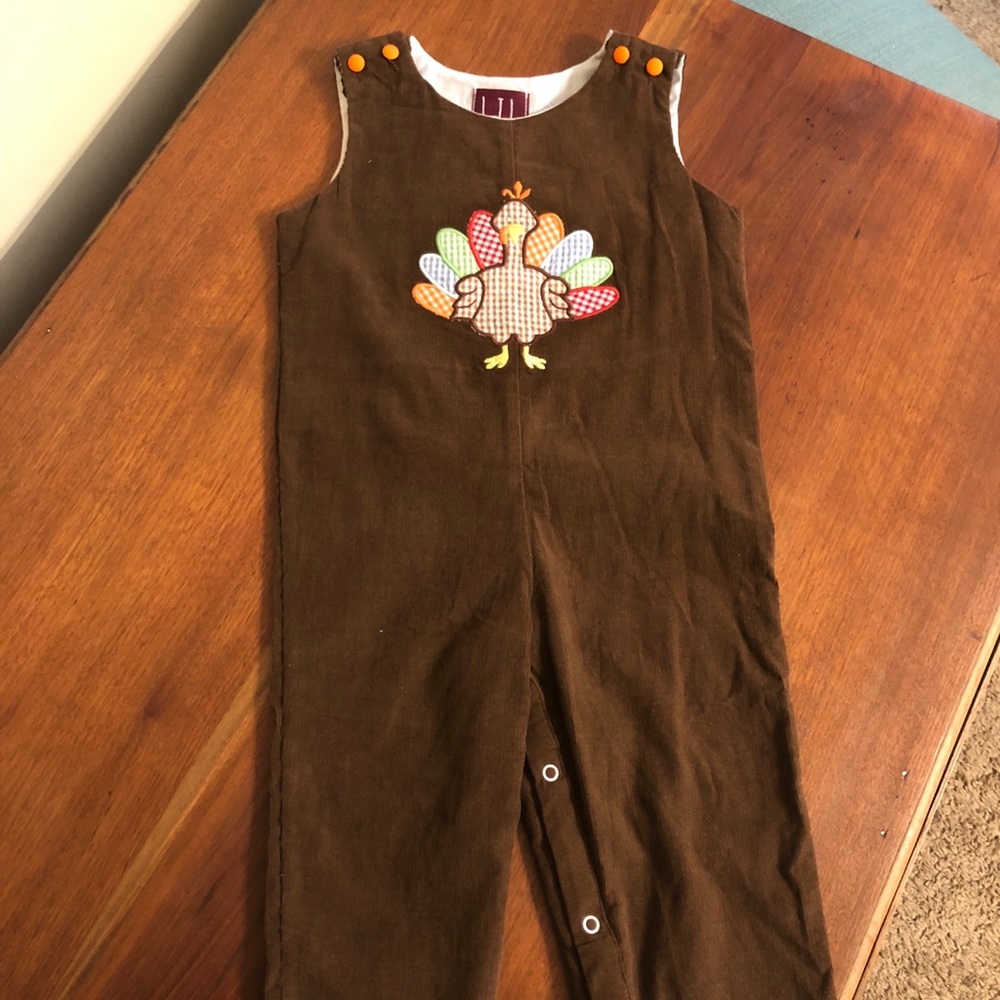 Thanksgiving turkey Lil Cactus Long Overalls